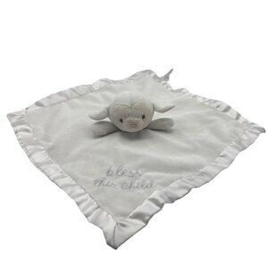 Plush Lamb Baby Blanket Lovey Embroidered Bless This Child By Stepping Stones